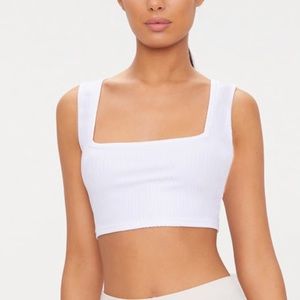 Basic white rib crop top